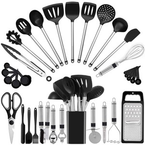 Itopfox Kitchen Utensil Set with 33 Silicone Cooking Tools for Nonstick Cookware - Stainless Steel Spatula Set & Useful Pots and Pans Accessories - 1 of 4