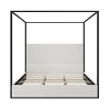 Queen/King Size Canopy Bed Metal 4-Poster Bed Frame with Tall Corduroy Upholstered Headboard, Beige+Gold/Black+White-ModernLuxe - 4 of 4