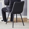 MAYEERTY Set of 4 Extended Cushion PU Dining Chairs - Black, Ergonomic Design, Metal Legs, Modern Decor - 3 of 4
