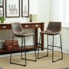 Roundhill Furniture Lotusville Vintage PU Leather Barstools, Antique Brown, Set of 2 - 2 of 4