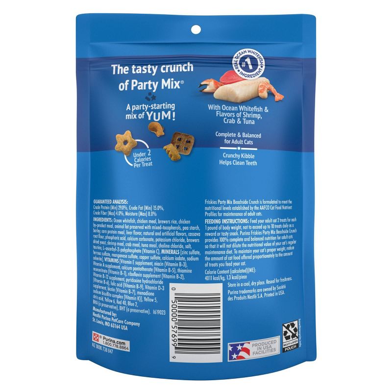 Purina Friskies Party Mix Beachside Crunch Crunchy with Chicken and Seafood Flavor Cat Treats, 4 of 10