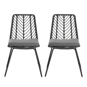 Akoasm Set of 2 Outdoor Dining Chairs with Iron Legs & 2 Cushions-Grey - 1 of 4