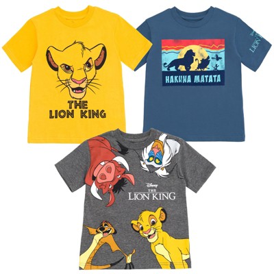Disney Lion King Simba Timon Pumbaa Big Boys 3 Pack T-shirts Orange ...