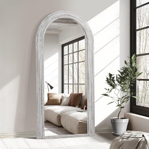Whitewashed Staircase-Style Solid Wood Full-Length Mirror 180x90x4cm - 1 of 3