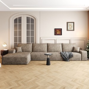 135" Cloud Sectional Couch with L-Shape Chaise,Modern Modular Sofa with Deep Seat, Upholstered Couches,Camel(Plush Corduroy Fabric) - 1 of 4