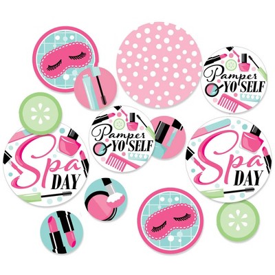 Big Dot of Happiness Spa Day - Girls Makeup Party Giant Circle Confetti - Party Decorations - Large Confetti 27 Count