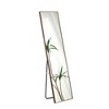 Floor standing large mirror with brown solid wood frame, suitable for bedroom, porch, dressing room, 58 inches x 15 inches - 4 of 4