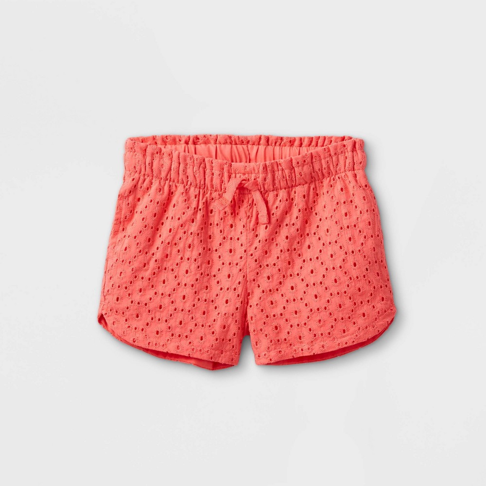 Size 5T Toddler Girls' Eyelet Pull-On Shorts - Cat & Jack Coral Pink