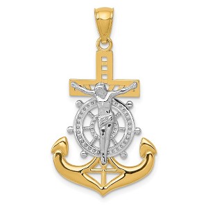 Black Bow Jewelry 14k Yellow Gold & White Rhodium Mariners Crucifix Pendant - 1 of 4