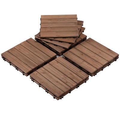 Yaheetech 12 X 12inch Fir Wood Patio Pavers Interlocking Wood