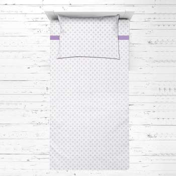 Bacati - Petals Purple Muslin 3 pc Toddler Bed Sheet Set 100 percent cotton
