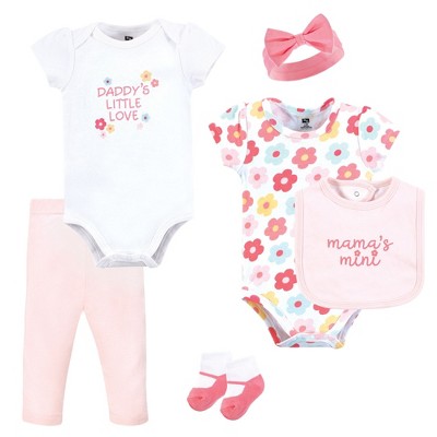 Hudson Baby Infant Girl Cotton Layette Set, Cheerful Flower