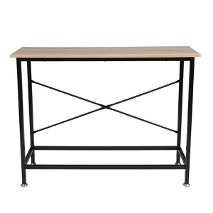 FCH with Crossbar Wooden Iron Frame 105*30*77cm Oak Color Panel Black Frame Entryway Table with Shelves - 1 of 4