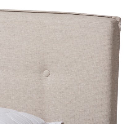 Audrey Light Beige Upholstered Queen Bed with Tufted Headboard and Drawer