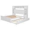 Queen Size Wooden Bed With All-in-One Cabinet Shelf and Sockets  Twin XL Trundle  White - 2 of 4