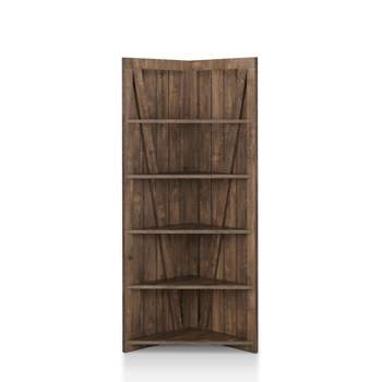 62.99" Jinta 5 Shelves Corner Bookshelf Reclaimed Oak - miBasics