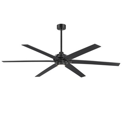 Airsurfer Windmill 72-in Color-Changing LED Matte Black with Black and Dark Brown Blades Ceiling Fan With Light - Remote Included ( 6 -Blade )