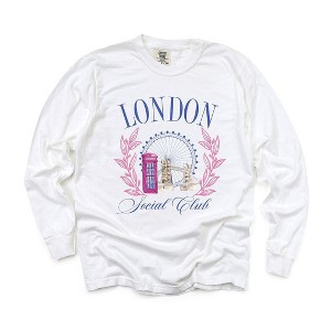 Simply Sage Market Women's London Social Club Long Sleeve Garment Dyed Tee - 1 of 2