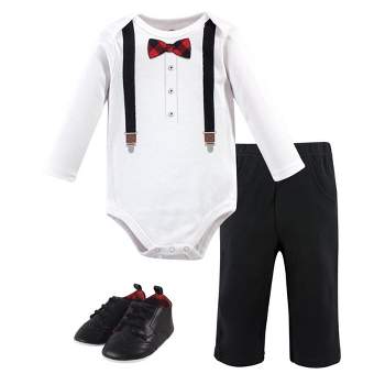 Little Treasure Baby Boy Cotton Bodysuit, Pant and Shoe 3pc Set, Lumberjack Bow Tie