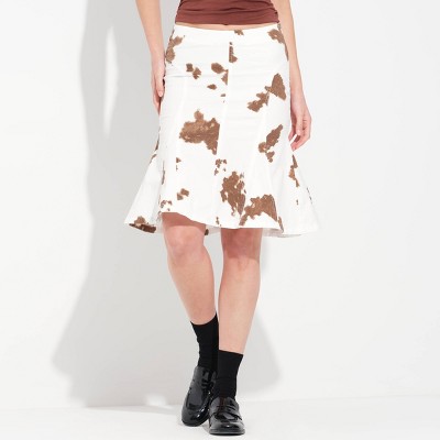 Women's Twill Fluted Skirt - Wild Fable™ Brown/White XXL