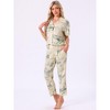 INSPIRE CHIC Women's Longewear Button Up Tencel Floral Ink Wash Pattern Short Sleeve Notched Collar Pants Set with Pockets - 3 of 4