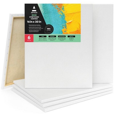 Arteza Paint Canvases for Painting, Pack of 6, 16 x 20 Inches