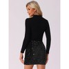 Allegra K Women's Sequin High Waist Stretchy Velvet Sparkle Party Bodycon Mini Skirt - 3 of 4