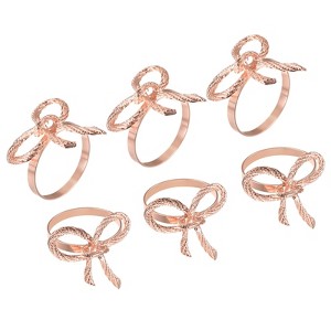Unique Bargains Dining Table Decoration Alloy Wear Resistance Bow-knot Shape Napkin Rings 6 Pcs - 1 of 4