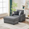 TIRAMISUBEST 55" Oversized Chaise Lounge Chair with Ottoman and Storage, with Cup Holder,Mobile Phone Stand&USB Charging Port, Gray - 2 of 4