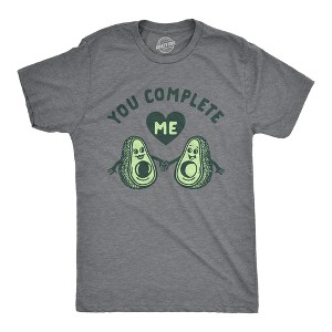 Mens You Complete Me Avocado T Shirt Funny Valentines Day Couple Graphic Tee - Crazy Dog Men's T Shirt - 1 of 4