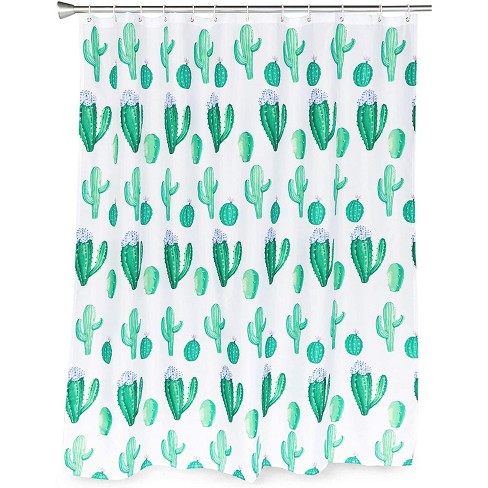Okuna Outpost Cactus Shower Curtain Set, Succulent Shower Curtain Hooks