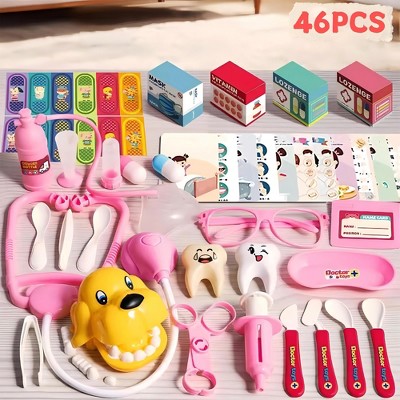 6PCS Kids Doctor Play Set Pretend Medical Kit with Stethoscope Syringe Dental Tools Nurse Accessories for Boys and Girls