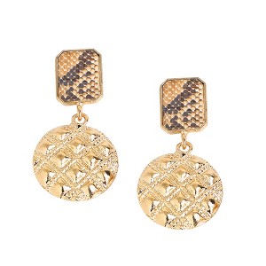 SOHI Women's Gold Geometric Snake Drop Earrings - 1 of 3