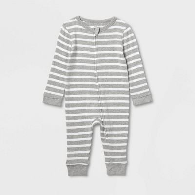 Baby Striped 100% Cotton Matching Family Union Suit - Gray 6-9M