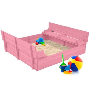 Best Choice Products Large Outdoor Wooden Sandbox for Kids with