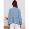 INSPIRE CHIC Womens Maternity High Low Tops Lantern Sleeve Boho Babydoll Ruffled Flowy Long Sleeve Pregnancy Blouse - 4 of 4