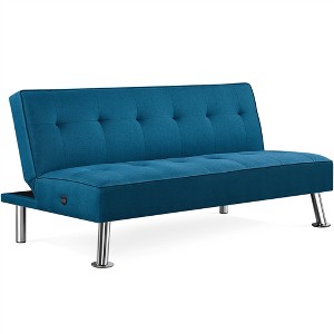Yaheetech Modern Fabric Convertible Futon Sofa Bed with USB Ports - 1 of 4