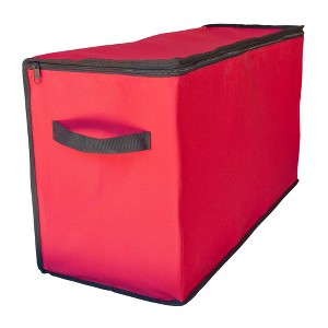 Simple Living Solutions 96ct Red and Black Zip Up Christmas Ornament Storage Tub - 1 of 3