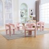 MAYEERTY Modern Soft Chenille Accent Chair - Open Back 3-Leg Barrel - Comfy Dining Set of 2 (Beige) - 3 of 4