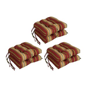 Blazing Needles, 16-inch Spun Polyester Patterned Outdoor U-shaped Tufted Chair Cushions (Set of 6) - 1 of 2