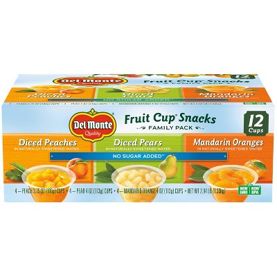 Del Monte Diced Peaches Diced Pears & Mandarin Oranges Fruit Cups - 4oz/12ct