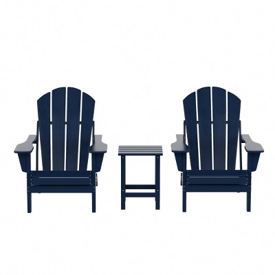 WestinTrends Malibu HDPE Outdoor Patio Folding Poly Adirondack Conversation Set (3-Piece)