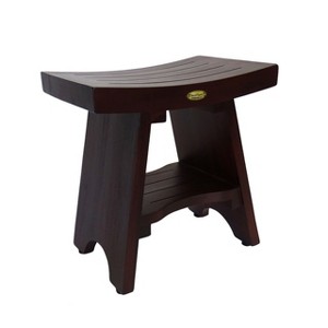 DecoTeak® Serenity® 18" Teak Wood Shower Bench with Shelf in Woodland Brown Finish - 1 of 4