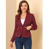 INSPIRE CHIC Women's Notched Collar Long Sleeve Button Front Striped Blazer - 2 of 4