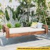 Twin Size Outdoor Acacia Wood Porch Swing Bed with Hemp Ropes, Minimalist  Seating Group, 400lbs Weight Capacity - Coolbibila - 3 of 4
