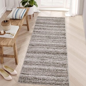 Acekool 5x7 Green Washable Area Rug, Modern Solid Braid Print, Non-Slip, Stain Resistant, Low Pile Accent Carpet for Living Room Bedroom - 1 of 4