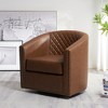 KINWELL 29" Wide Tufted PU Leather Swivel Barrel Chair - 4 of 4