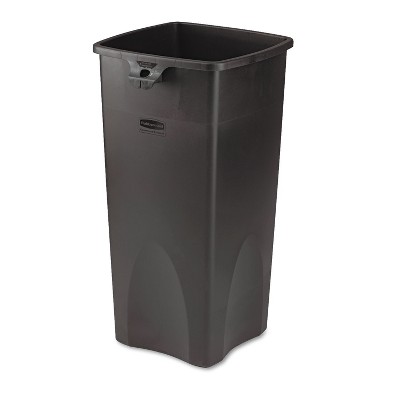 Rubbermaid Commercial Untouchable Waste Container Square Plastic 23gal Black 356988BK