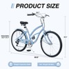 INFURNIC Bicycles 7 Speed Beach Cruiser Bike with Steel Frame and V Brakes for Women Commuter and Leisure Riding, Light Blue, 69.96"*28.32"*43.2" - 2 of 4