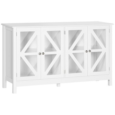 HOMCOM Kitchen Sideboard, Tempered Glass Door Buffet Cabinet with Adjustable Storage Shelf for Living Room, Kitchen, Study